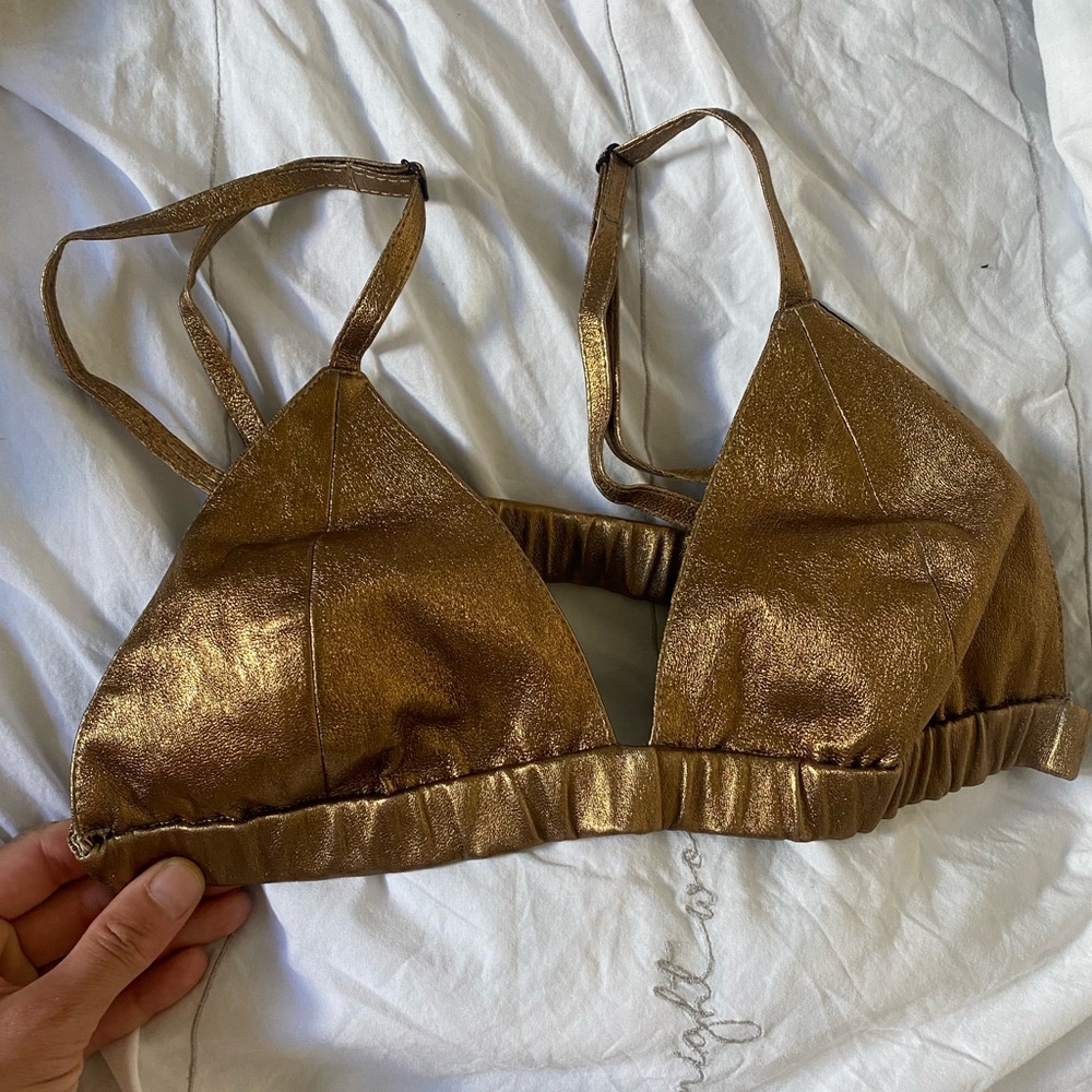 Sprwmn leather bra metallic